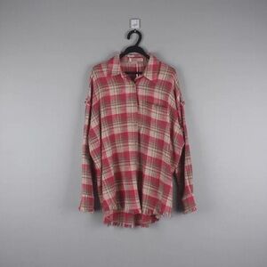 Pink Plaid Distressed Shirt